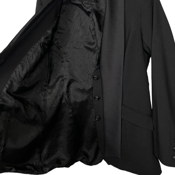 Irene Van RYB Blazer Womens 40 US 8 Black Satin Collar Wool Blend Three Button - Picture 5 of 11